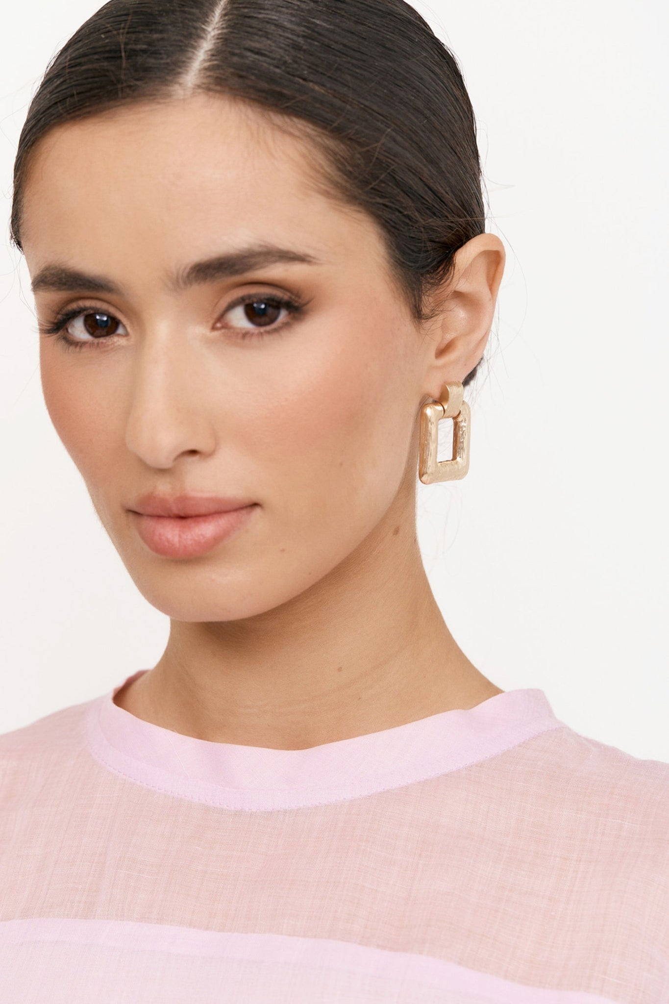 Open Square Drop Earrings - Gold