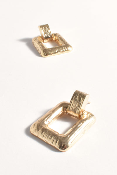 Open Square Drop Earrings - Gold