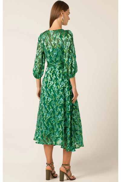 Orchid Wrap Dress - Green Botanical