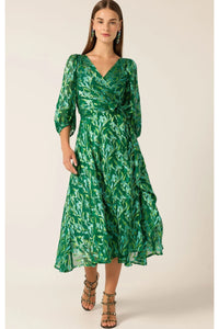 Orchid Wrap Dress - Green Botanical