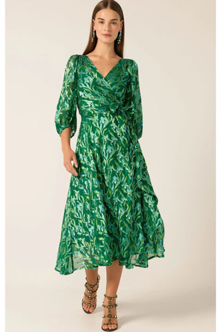 Orchid Wrap Dress - Green Botanical