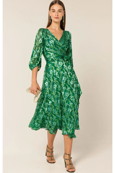 Orchid Wrap Dress - Green Botanical