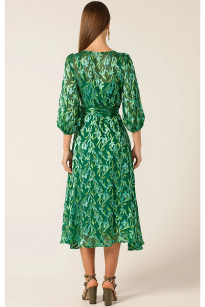 Orchid Wrap Dress - Green Botanical