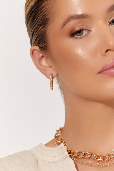 Oval Diamante Hoops - Pink Gold