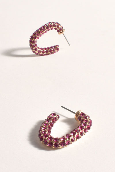 Oval Diamante Hoops - Pink Gold