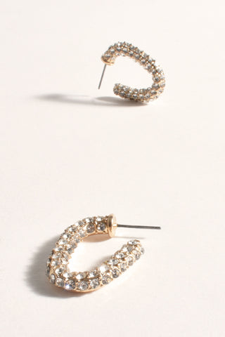 Oval Diamante Hoops - Crystal Gold