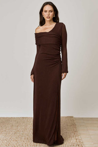 Overlay Sleeved Midi Dress - Chocolate