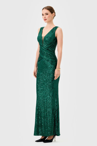 Paislee Sequin Maxi - Emerald