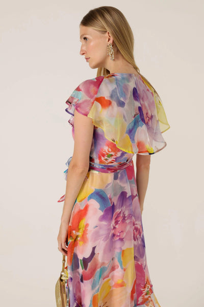 Pajaritos Silk Wrap Dress - Multi Floral