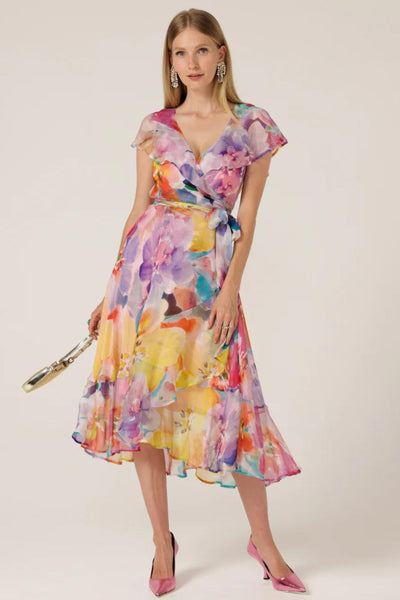 Pajaritos Silk Wrap Dress - Multi Floral