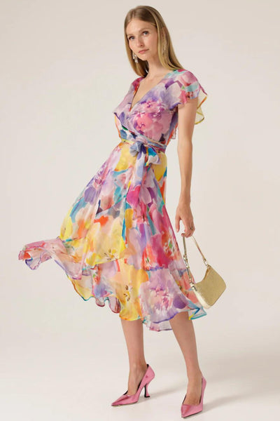 Pajaritos Silk Wrap Dress - Multi Floral