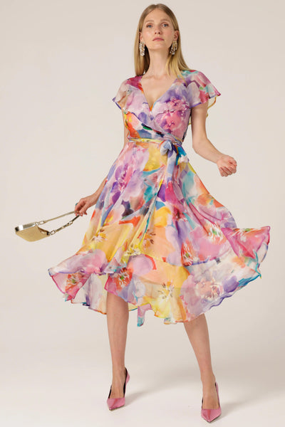 Pajaritos Silk Wrap Dress - Multi Floral