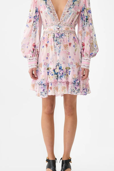 Button Front Frill Dress - Palatial Pastels