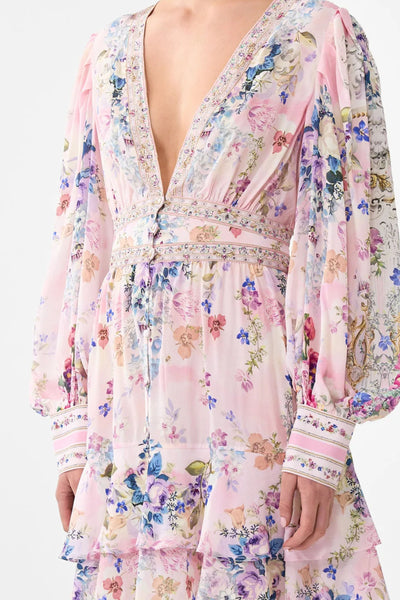 Button Front Frill Dress - Palatial Pastels