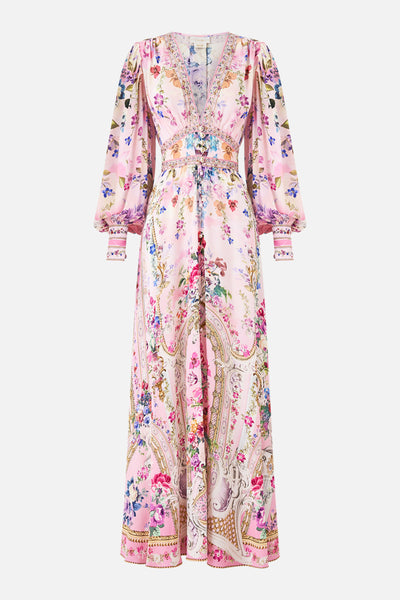 Palatial Pastels Shaped Waistband Dress with Gathered Sleeves