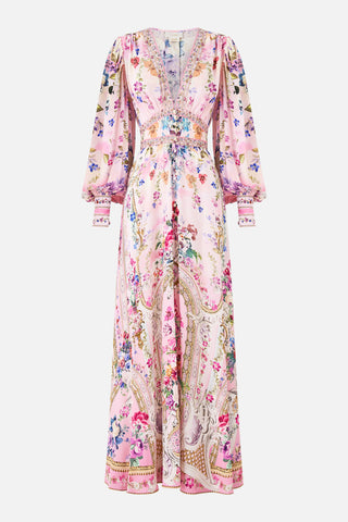 Palatial Pastels Shaped Waistband Dress with Gathered Sleeves