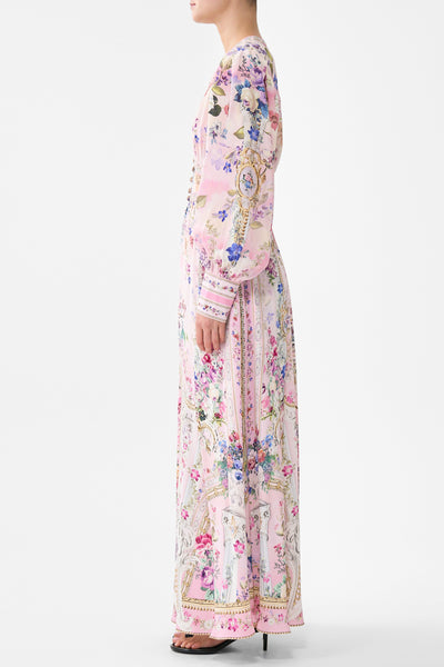 Palatial Pastels Shaped Waistband Dress with Gathered Sleeves