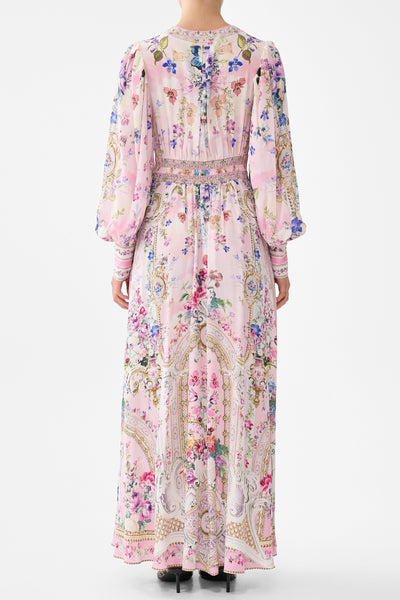 Palatial Pastels Shaped Waistband Dress with Gathered Sleeves