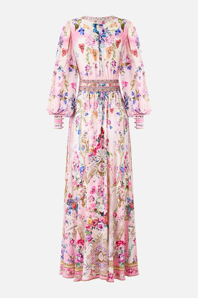 Palatial Pastels Shaped Waistband Dress with Gathered Sleeves