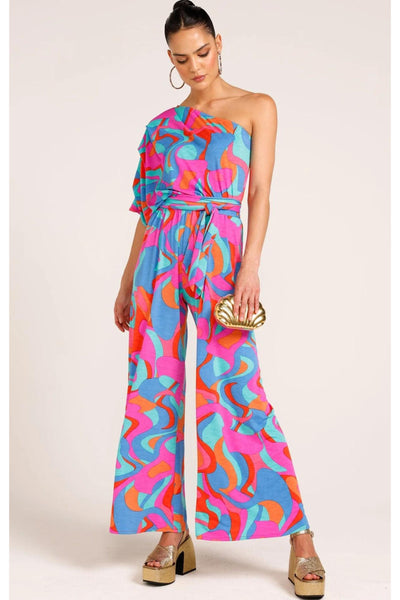Party Benito Jumpsuit - Jade Fuchsia Swirl SIZE 16 ONLY