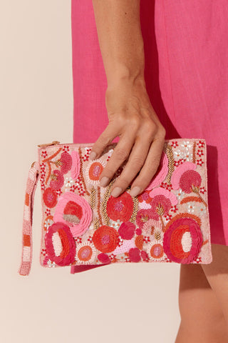 Pastel Perfection Sequin Clutch - Hot Pink Multi