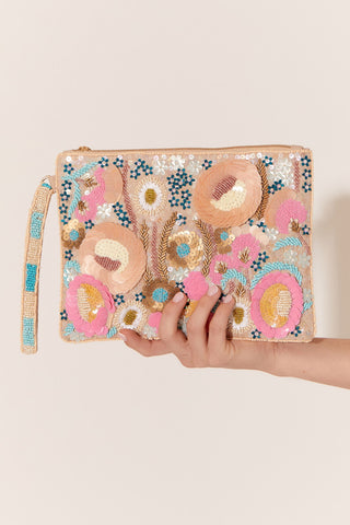 Pastel Perfection Sequin Clutch - Nude Multi Pastel