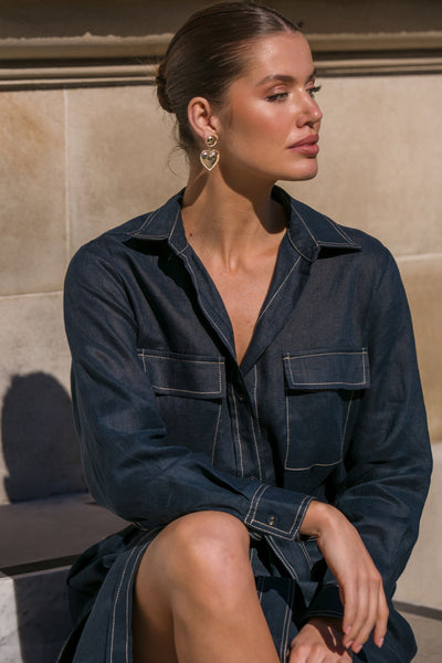 Patterned Edge Heart Earrings - Gold