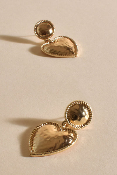 Patterned Edge Heart Earrings - Gold