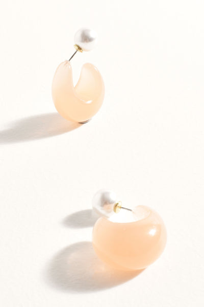 Pearl Back Curved Resin Hoops - Nude