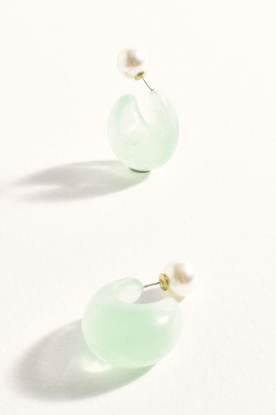 Pearl Back Curved Resin Hoops - Sage