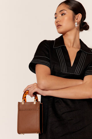 Penelope Resin Handle Mini Bag - Chocolate