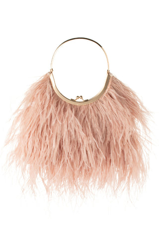Penny Feathered Frame Bag - Nude