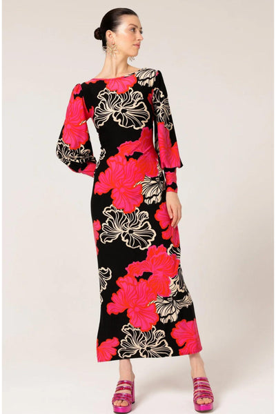 Pesquet Parrot Reversible Maxi Dress - Red Pink Black Floral