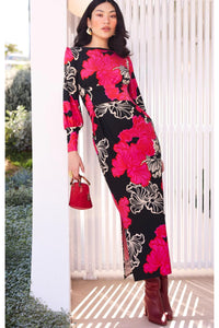 Pesquet Parrot Reversible Maxi Dress - Red Pink Black Floral