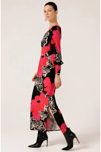 Pesquet Parrot Reversible Maxi Dress - Red Pink Black Floral