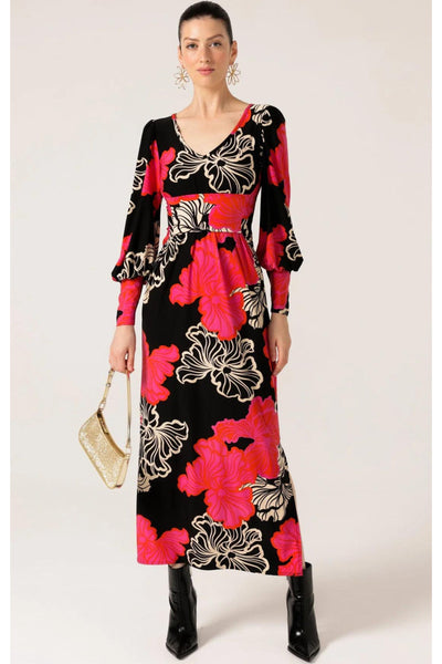 Pesquet Parrot Reversible Maxi Dress - Red Pink Black Floral