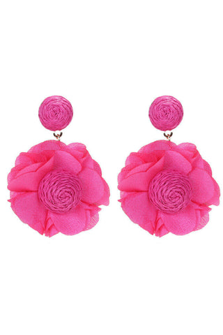 Petal Flower Earrings - Fuchsia