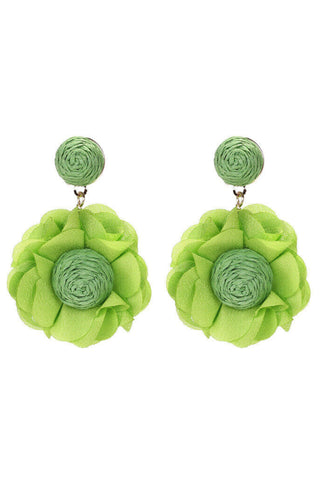 Petal Flower Earrings - Green