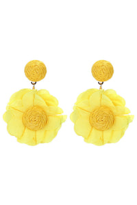Petal Flower Earrings - Yellow