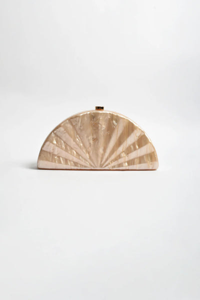 Pia Fan Shell Resin Structured Clutch - Champagne