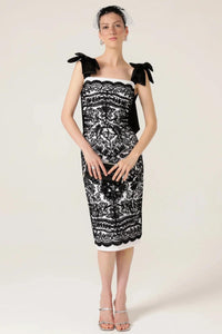 Pica Pica Dress - Black White Ribbon