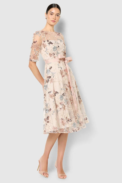 Pippa Mink Embroidered Dress - Neutral