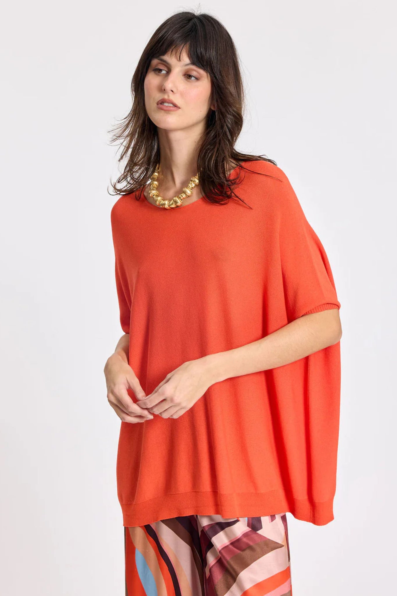 Pom Oversize Sweater - Orange