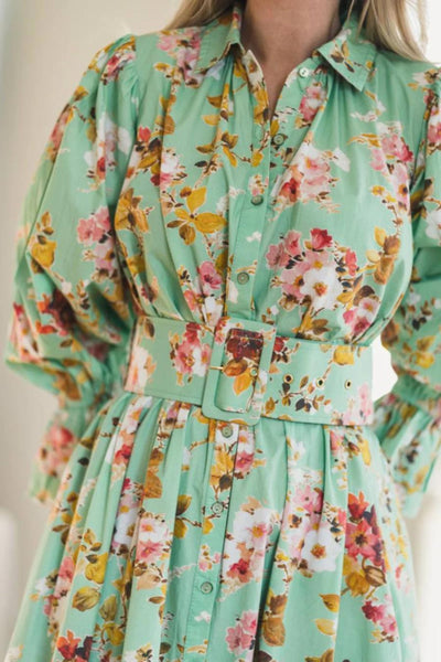 Poplin Midi Dress - Spring Bouquet