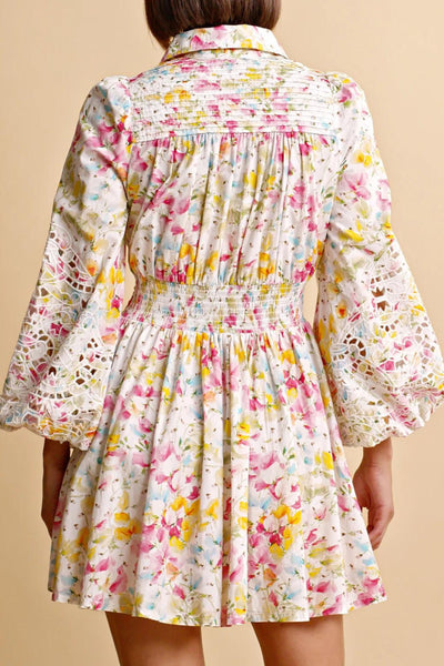 Poplin Pintuck Mini Dress - Flora