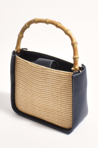 Poppi Bamboo Mini Handbag - Navy