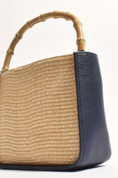 Poppi Bamboo Mini Handbag - Navy