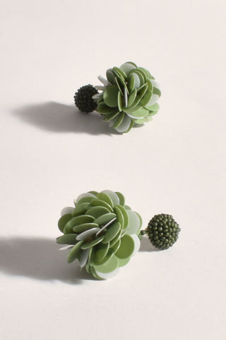 Pretty Peony Sequin Earrings - Sage Cream