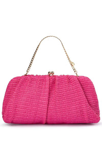 Queenie Gathered Woven Clutch - Pink