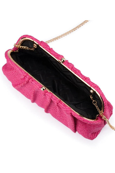 Queenie Gathered Woven Clutch - Pink